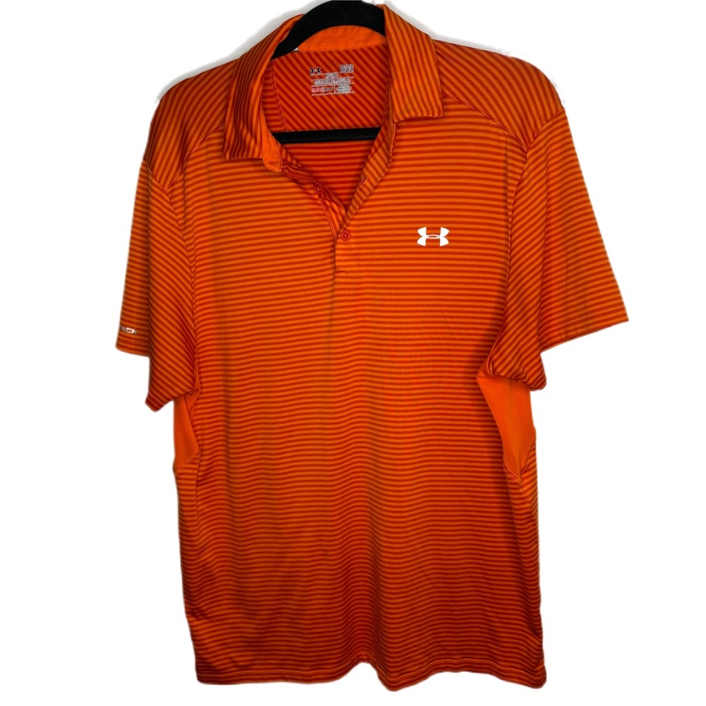 Under Armour Men's Striped Orange Polo L